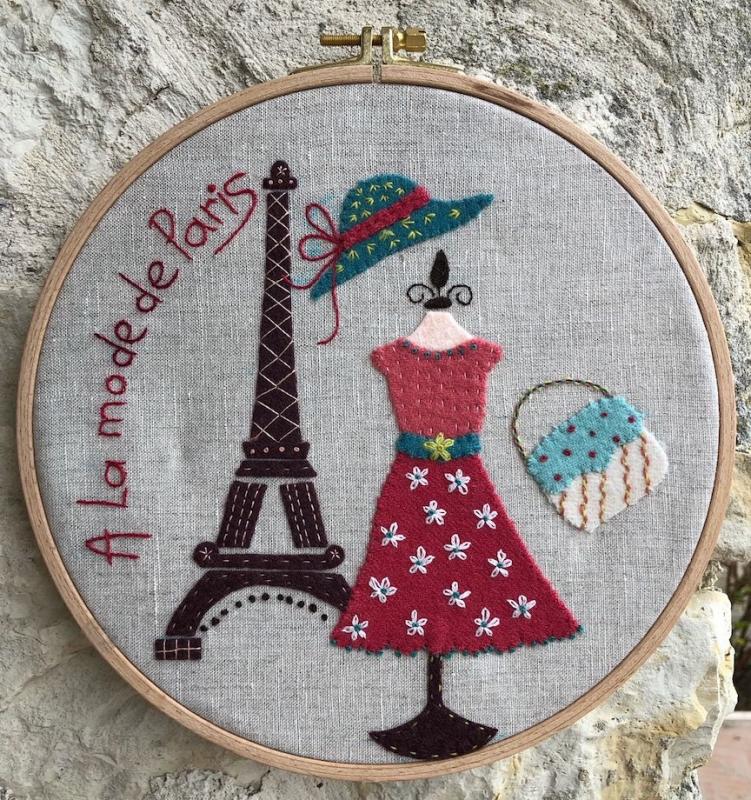 Paris french appliqué embroidery kit from Atelier dIsabelle. Includes linen, wool, wool felt and threads. Not included 8inch hoop.Sale $17.50 was $25