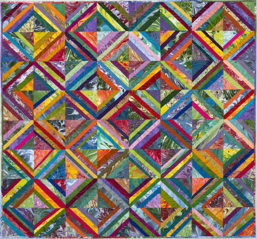 Dupioni silk with hand marbled fabric