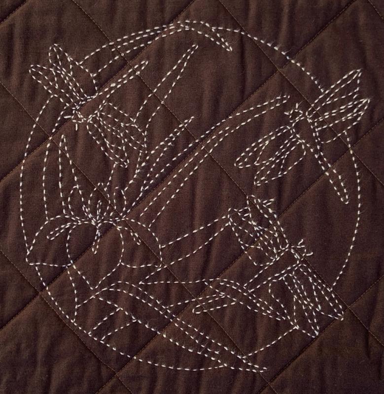 SUMMER- brown fabric-
Dragonflies flutter around an Iris flower on our Summer
12.5" pre-printed Sashiko block. Sashiko patterns are printed in solid lines
for the intermediate to advance stitcher who have an
understanding of the running stitch. Sashiko stitching lines are
removed using steam from your iron after you finish. Printed on 100% cotton
fabric. Thread not included. We have the threads. You need one package. was $9.95- sale $7.95