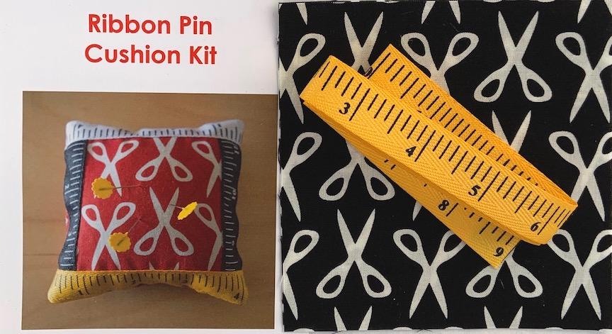 Ribbon Pin Cushion Kit- Black- includes fabric, ribbon & pattern. Finished size 5 x5 Sale $2.50 was $5.00