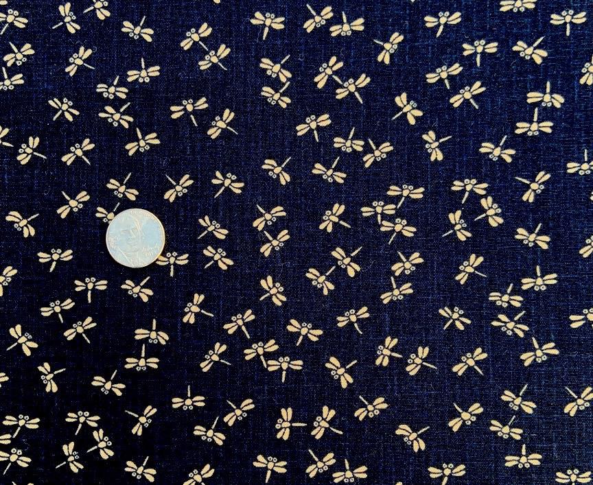Small Dragonflies -Navy- 100% cotton 