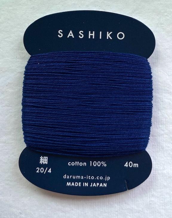 Daruma Yume Fukin Pre-Printed Sashiko Fabric - Navy Blue - Wools Of Nations