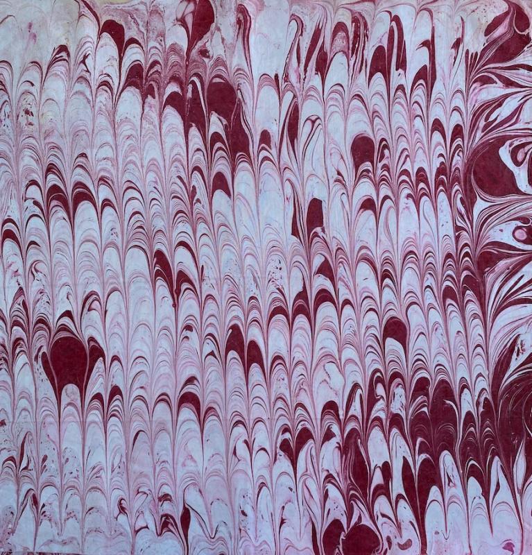 Hand Marbled fabric- Red #8