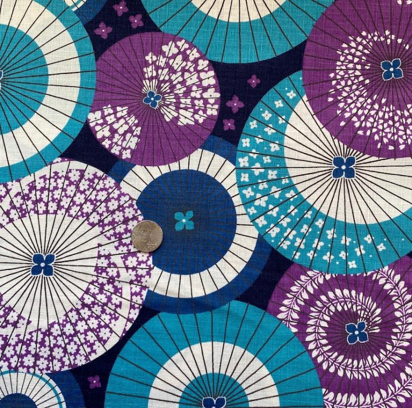 Parasols-Navy background-100% cotton Dobby