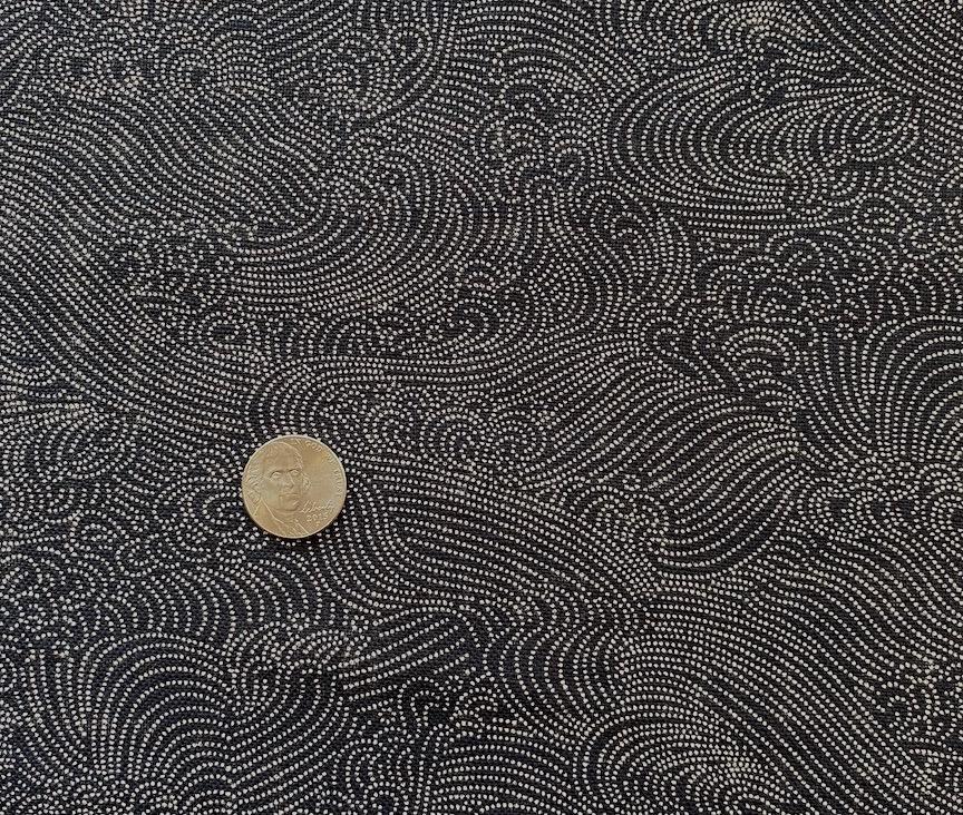 Blue Cream dot waves-woven texture- 100% cotton