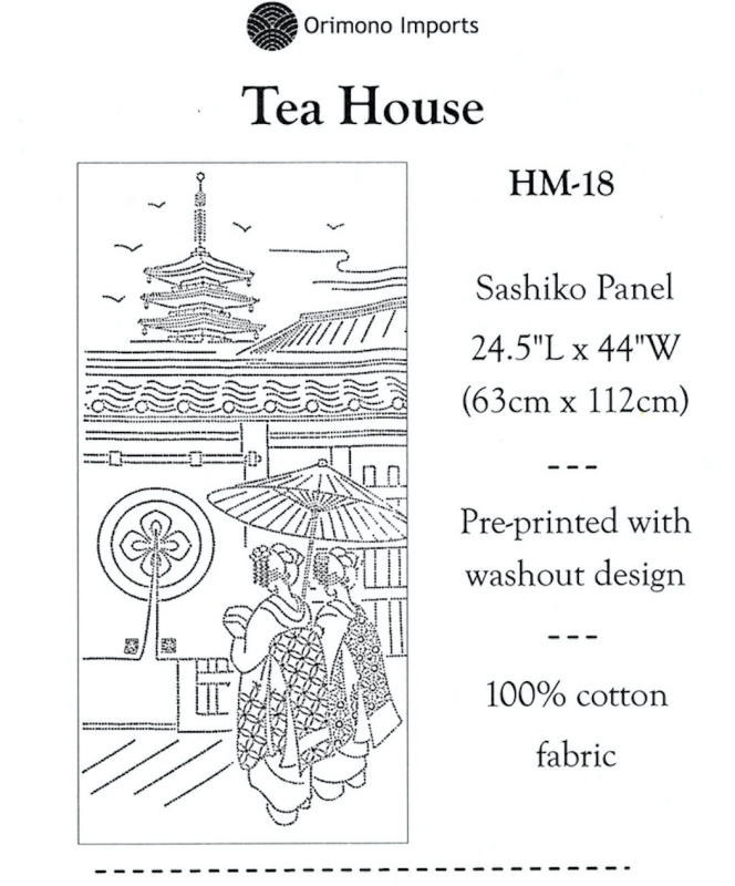 Tea House pattern on navy fabric- 24.5 x 44" Pattern washes out. Was $25 sale $20