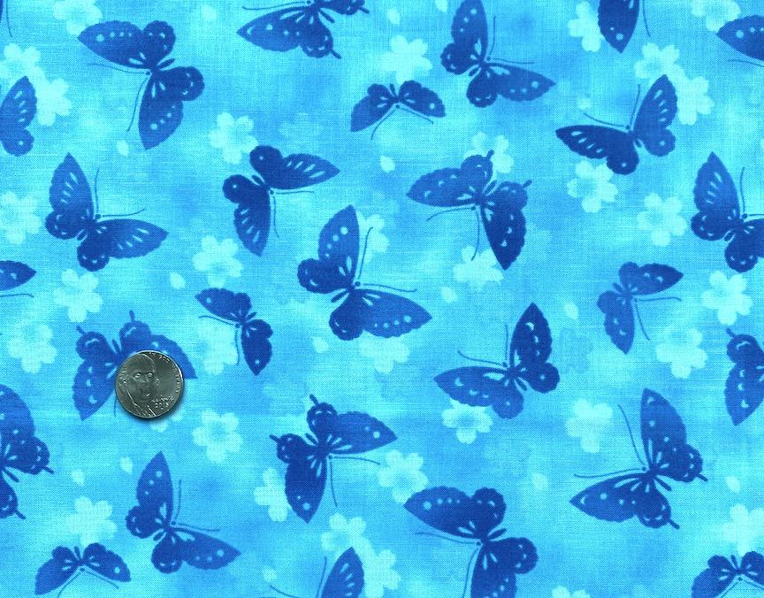 Blue Butterflies - 100% cotton