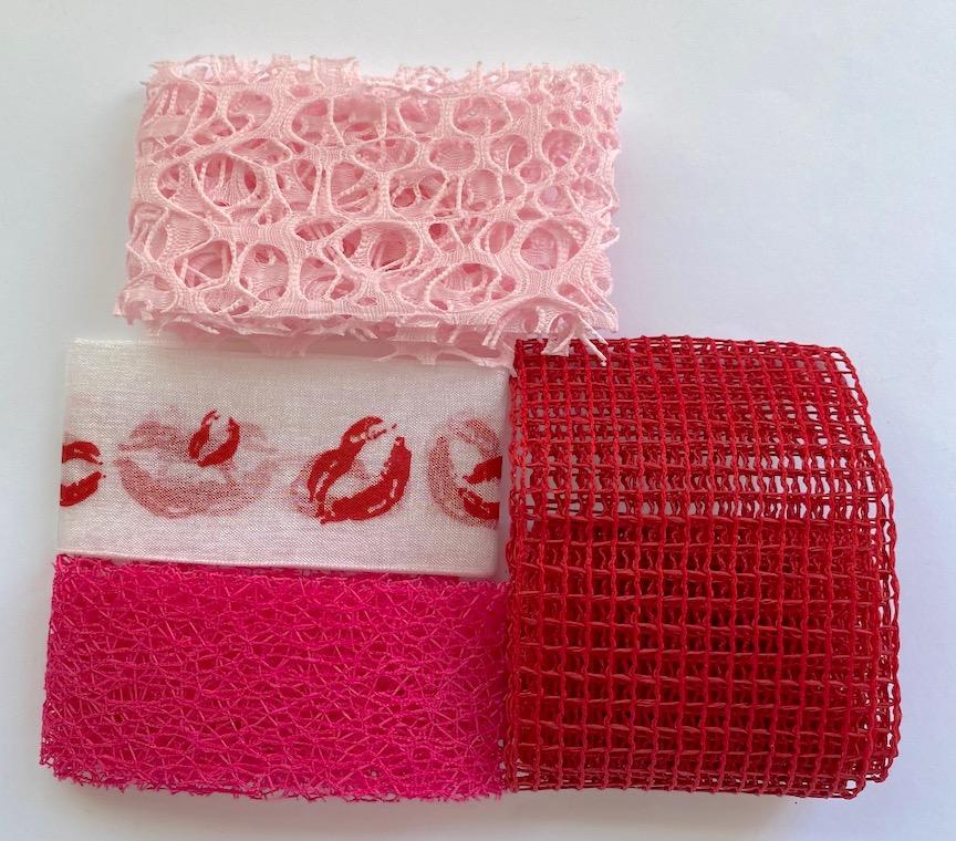 Valentine #2-cut out ribbon pack. Ribbons can be sewn or glued. polyester. 1 yard of each. Was $6.80- sale $3.40