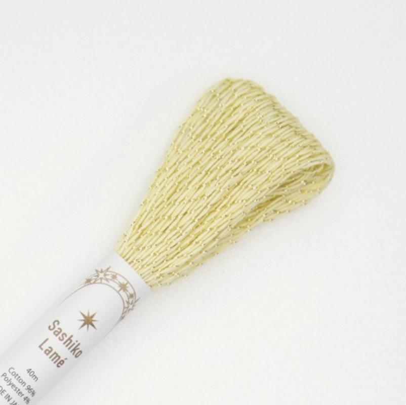 Yellow cotton thread wrapped with gold lame. Can be used doubled  40 meters $4.25