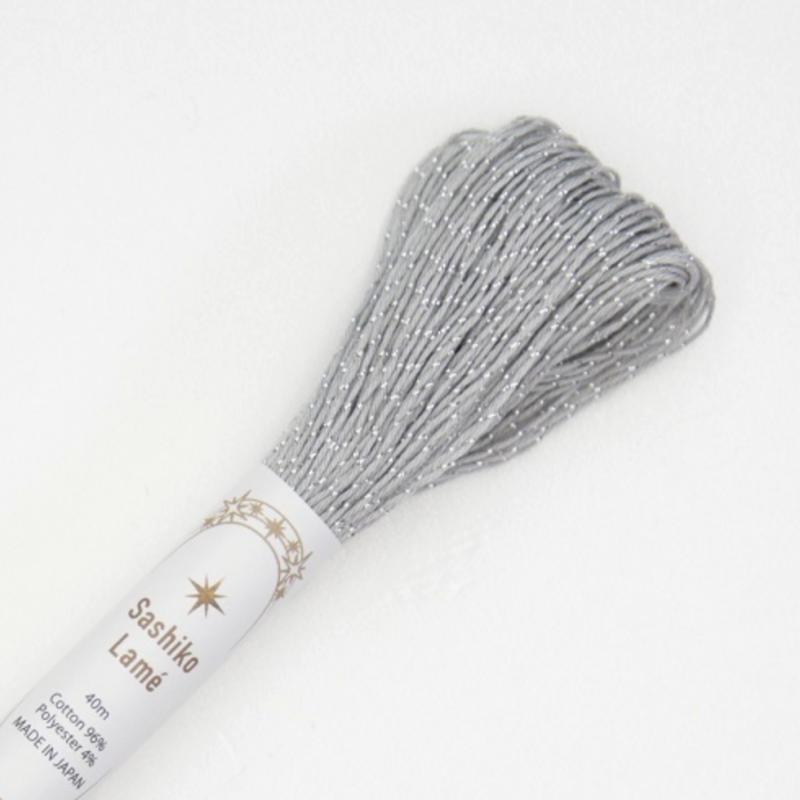 Silver cotton thread wrapped with silver lame. Can be used doubled  40 meters $4.25