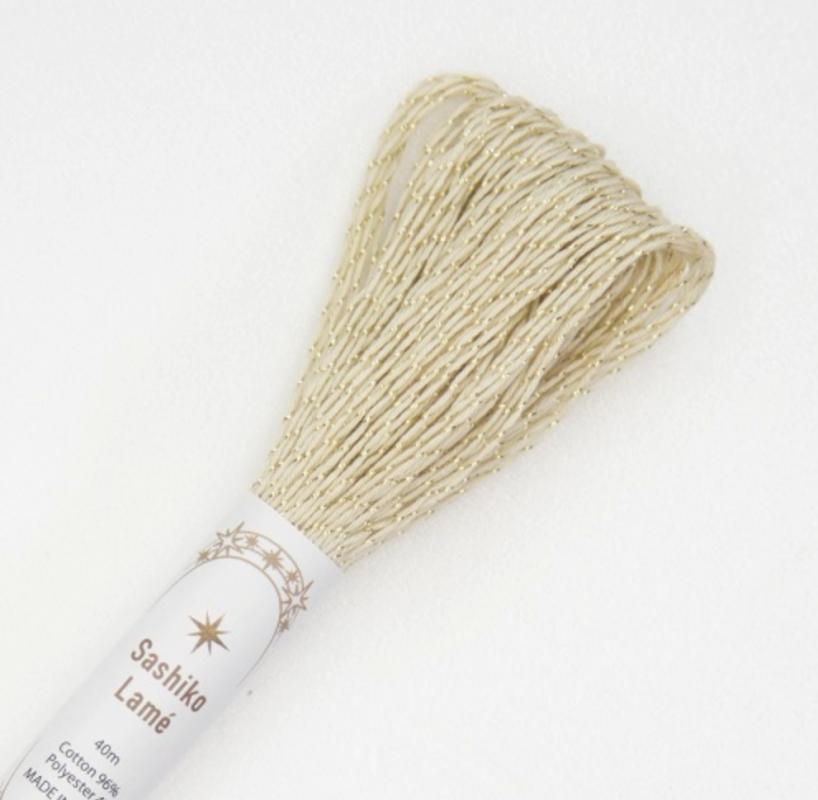Gold cotton thread wrapped with gold lame. Can be used doubled  40 meters $4.25