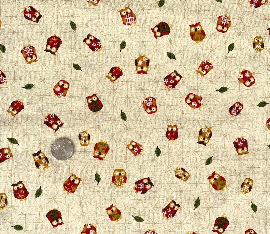 Owls toss print 100% cotton- cream- sale $7.00 was $14