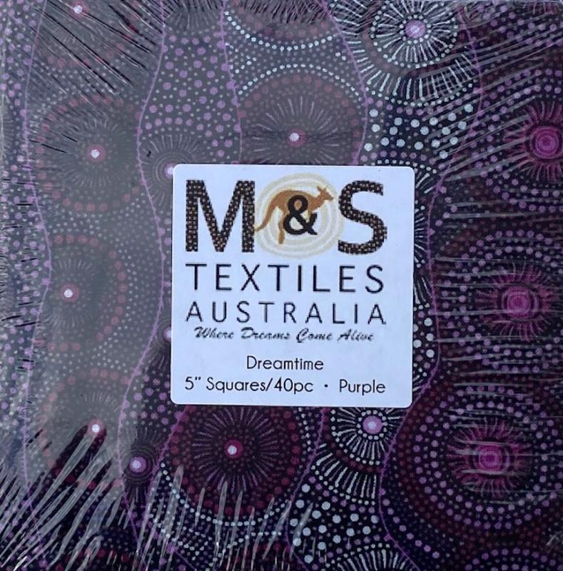 Charm pack 5" squares- purple- 40 pieces, 10 prints, 4 of each