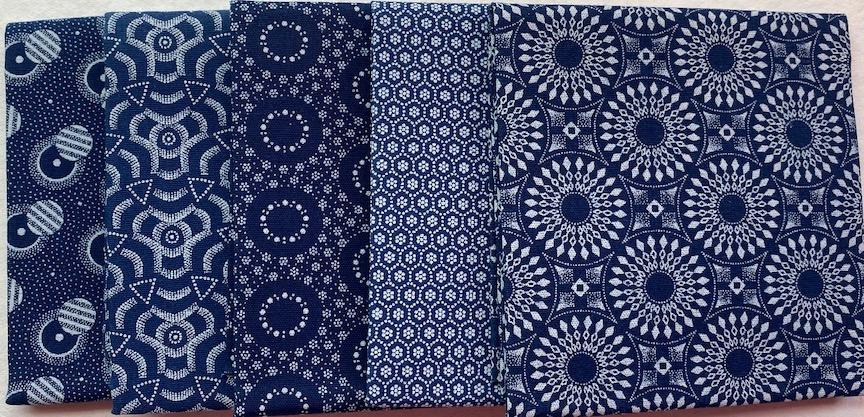 White on indigo 5 piece fat quarter bundle #4