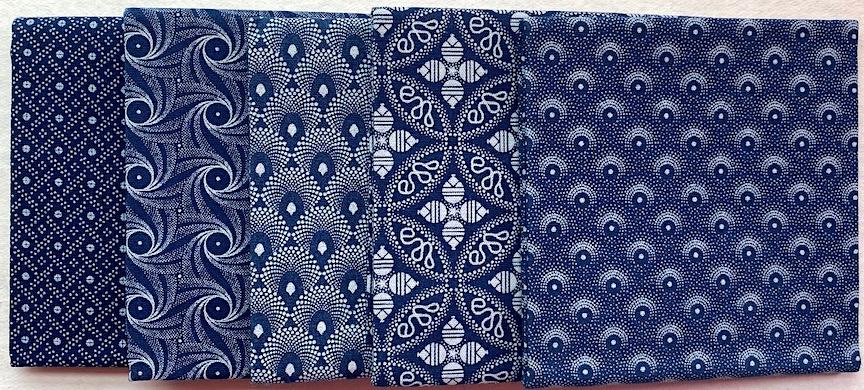 White on indigo 5 piece fat quarter bundle #3