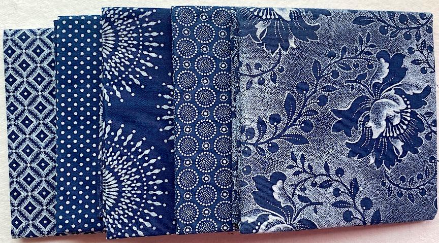 White on indigo 5 piece fat quarter bundle #2