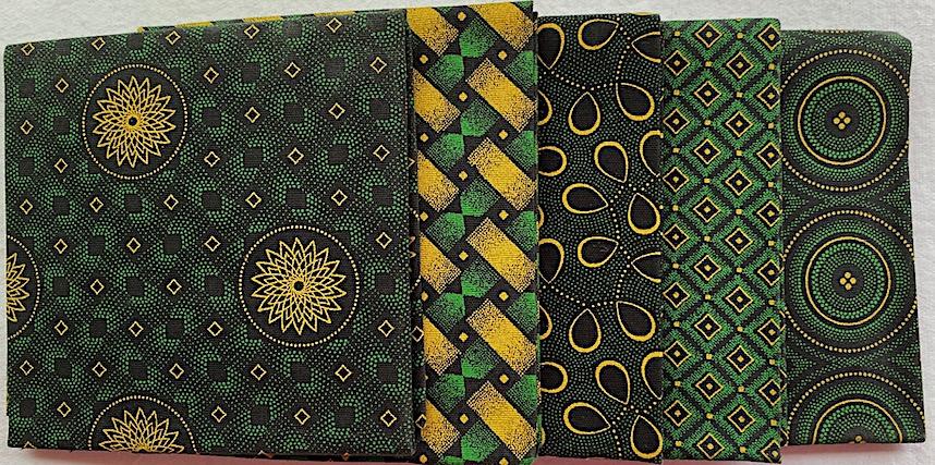 green & gold fat 1/4 bundle #1- 5 pieces 