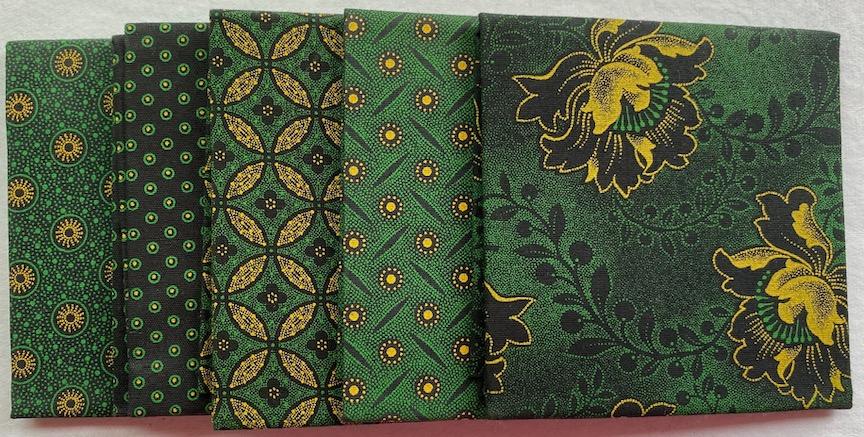 green & gold fat 1/4 bundle #2 - 5 pieces 