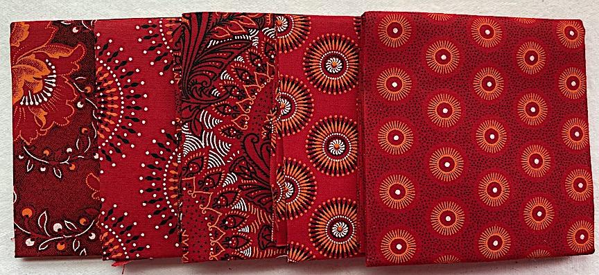 Red orange fat 1/4 bundle- 5 pieces 