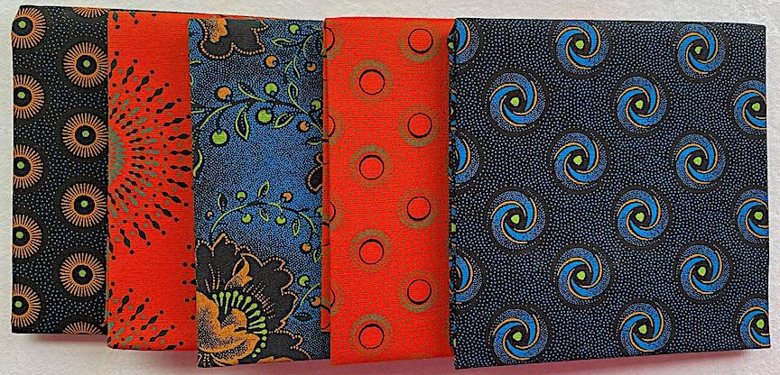 Blue orange fat 1/4 bundle- 5 pieces 