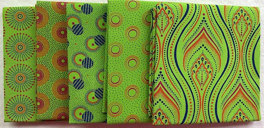 Lime green fat 1/4 bundle- 5 pieces 