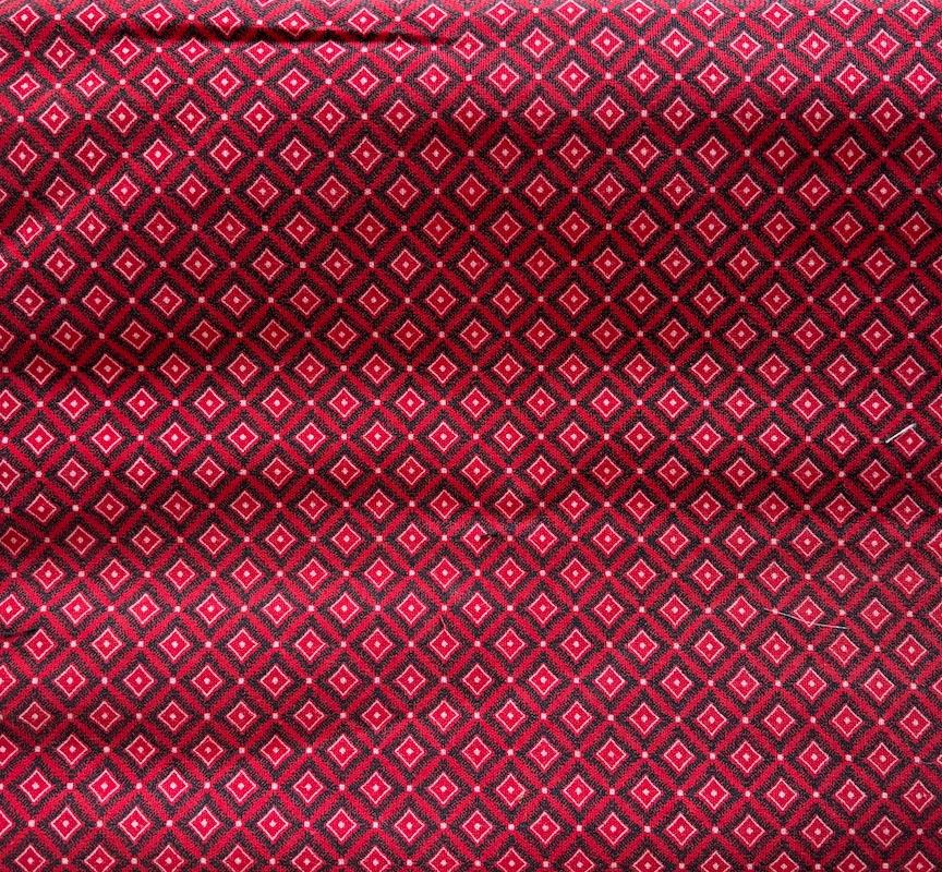 Shweshwe red black diamonds-35-36" wide- 100% cotton-Sale $10.50 was $15yd